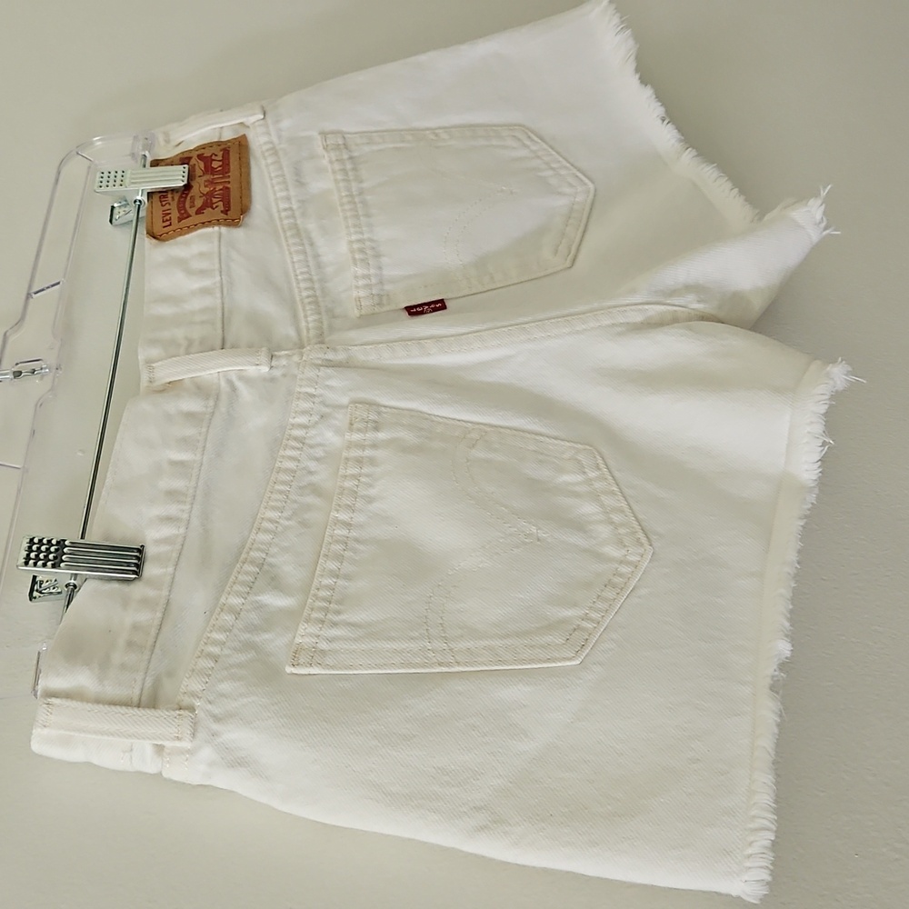 Levi's Low-rise‎ White Denim Shorts Fringe Beach Festival Boho Size 28 - Picture 8 of 13